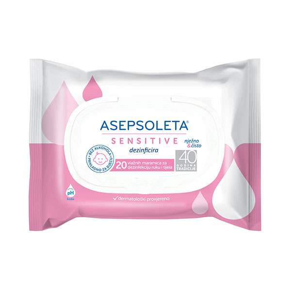 ASEPSOLETA SENSITIVE a 20, Senzitivne maramice - slika 1