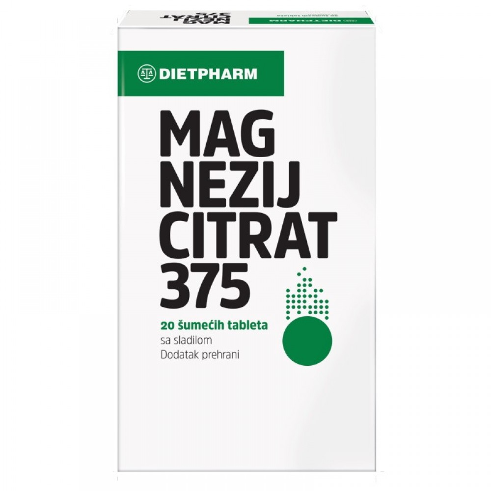 DIETPHARM Magnezij citrat 375mg 20 šumećih tableta - slika 1