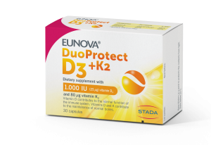 EUNOVA DuoProtect D3+K2 (1000IU/25 µg vitamina D3 + 80 µg vitamina K2) 30 kapsula