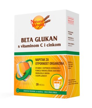 NATURAL WEALTH Beta glukan s vitaminom C i cinkom a20 vrećica, Sa dodatkom meda